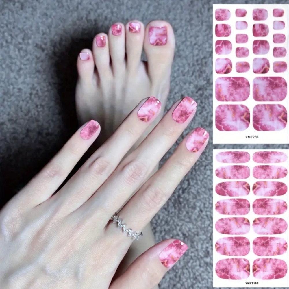 MATCHING FINGER AND TOE NAIL WRAPS SET. IN BLUE OR PINK.